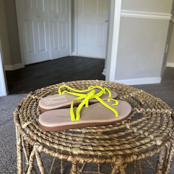 Ancient Greek Sandals Eleftheria Neon Yellow Women’s 36 NEW MSRP $285 Handmade - Picture 2 of 9